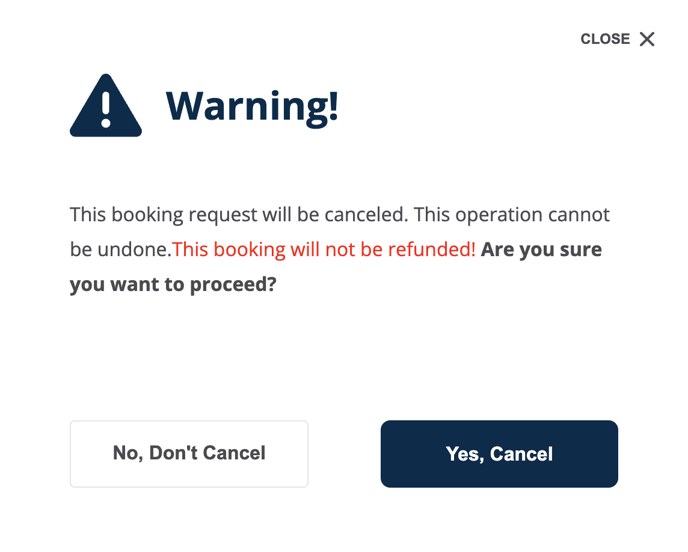 Cancellation Warning: no refund